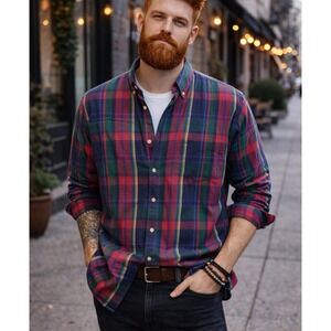 McGregor Classics Mens Plaid Button Down Shirt Long Sleeve Multi Color X-Large